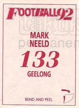 1992 Select AFL Stickers #133 Mark Neeld Back